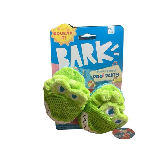 Bark Box & Co. Pool Party Flip Flops CROCKS Plush Squeaky Crinkle Dog Toy  XS-S - Picture 1 of 2
